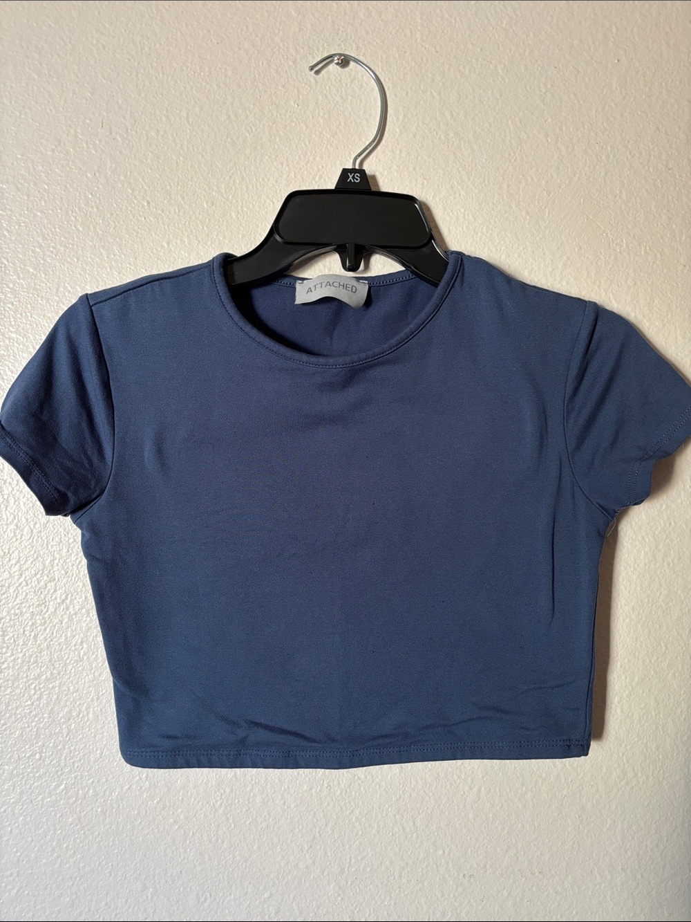 Woman’s Navy Blue Cropped Crewneck Tee, Size S